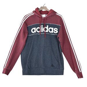 Adidas XL Colorblock Hoodie Red Gray Logo Pullover Streetwear Athleisure